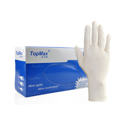 White Disposable Medical Touch Screen Latex Examination Glove