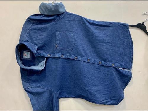 Men Denim Solid Color Casual Shirt Age Group: 18-40 Yrs