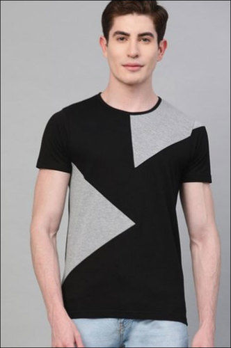 Mens Round Neck Half Sleeves Black And Grey Color Casual Wear T-Shirt