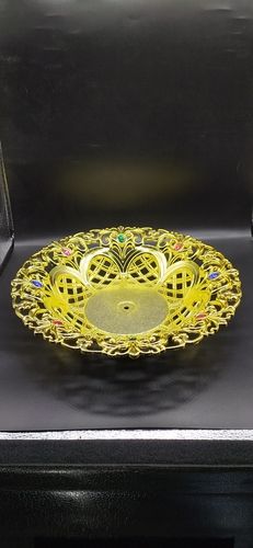 Yellow Plastic Body Round Golden Tray