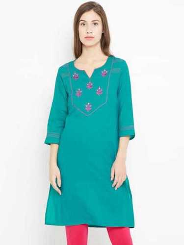 Blue Ladies Anarkali Kurti With Colourful Prints