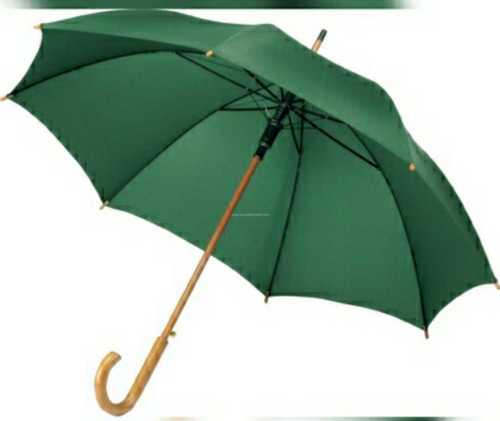 Green Mono Straight Sun Umbrella With Wooden Handle