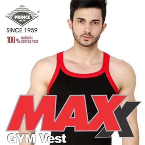 Black+Red Prince Max Mens Cotton Gym Vest