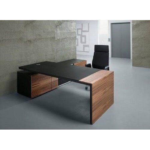 Wooden Rectangular Office Table - Solid Wood, Fine Finish, Brown Color | Termite Resistant, Designed for Indoor Use