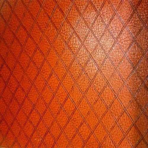 Printed Orange Rexine Artificial Leather