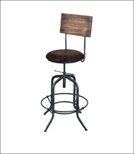 Brown Adjustable Fabric Seat Bar Stool