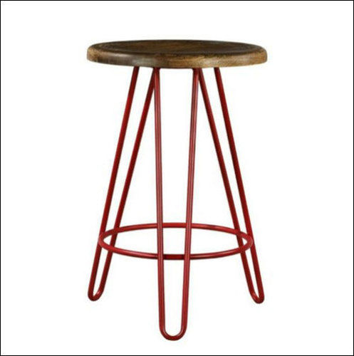 Metal Bar Stool With Wooden Top