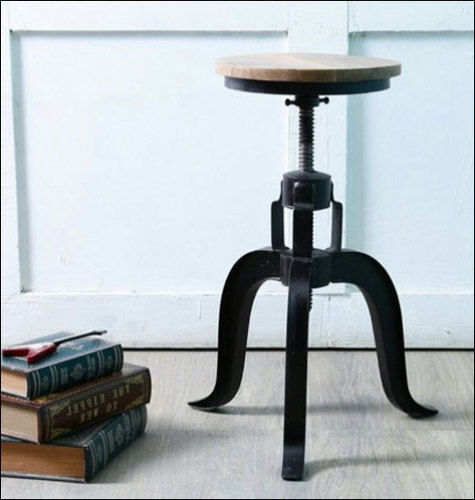 Brown Rajtai Wooden Top Backless Bar Cycle Stool