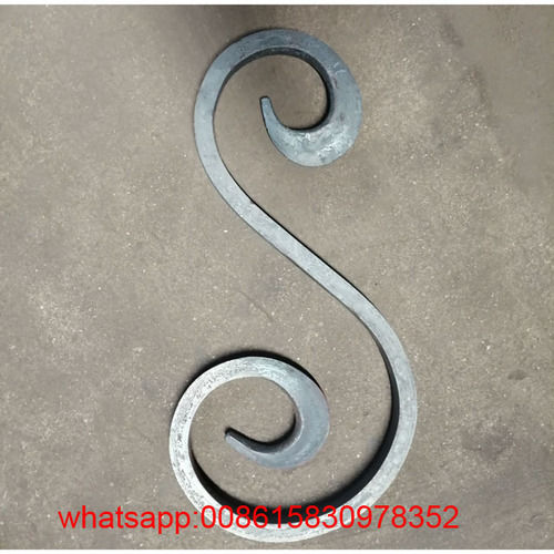 Black Wrought Iron Stair Parts Forged Steel Scrolls