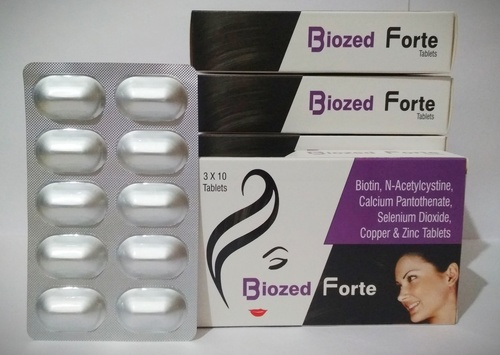बायोटिन - एन-एसिटाइलसिस्टीन - कैल्शियम पैंटोथेनेट - सेलेनियम डाइऑक्साइड - कॉपर और जिंक टैबलेट स्टोर ठंडी और सूखी जगह में
