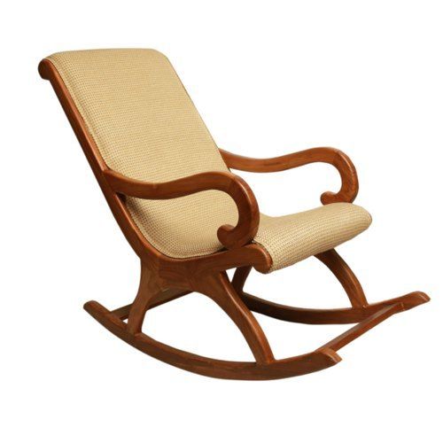 Brown Polished Antique Wooden Rocking Chair