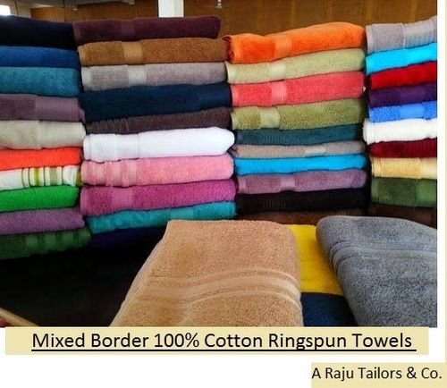 Pure Cotton Mix Border Bath Towels