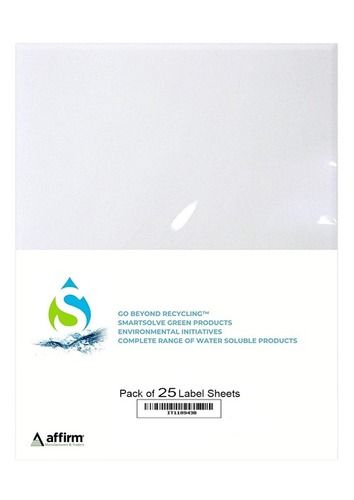 Wood Pulp Smartsolve Water Soluble Label Stock (Pack Of 25 Sheets)