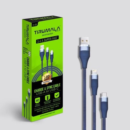 Pvc Tirumala Fast Charging Data Cable 3.4A