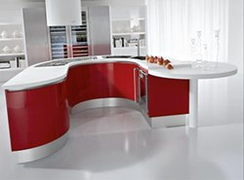 Red And White Designer Wpc Modular Kitchen