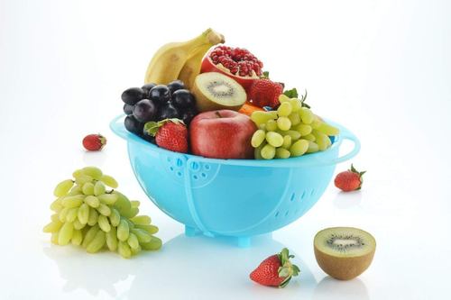 Plastic Vegetable Fruit Rice Bowl and Strainer Cum Bask