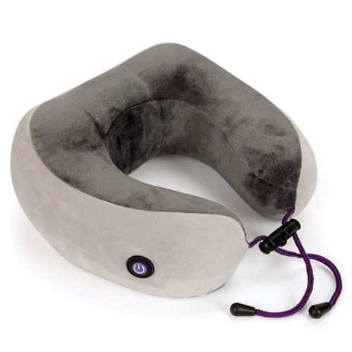 VIAGGI - Polyester Foam Neck Massage Pillow 25x23x11cm Coffee Grey with 3 Massage Modes and Cordless Operation