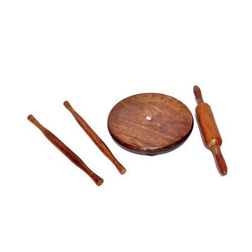 Brown Polished Wooden Chakla Belan Set