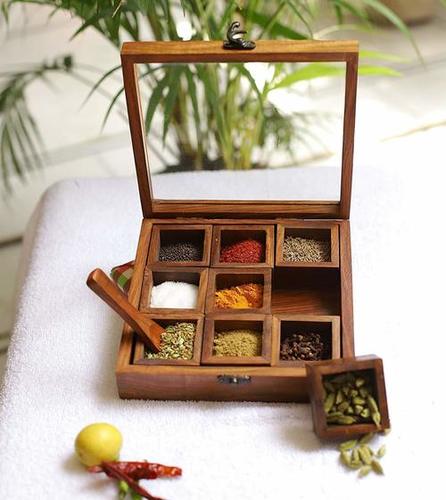 Wooden Spice Box Masala Box (Sheesham)