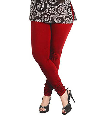 ATLANS CLOTHS Rani and Red Churidar Leggings for Active Women Ankle Length  Slim Fit Stretchable Cotton Elastane Rani and Red Leggings for Women Girls