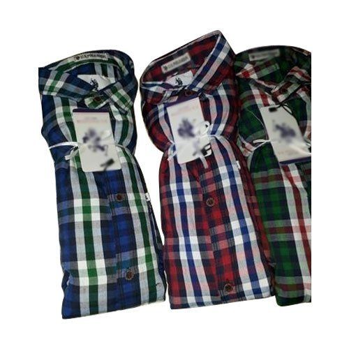 Red Mens Designer Checks Shirt