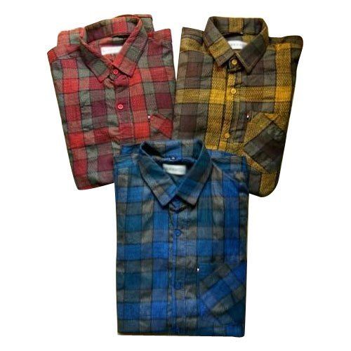 Mens Regular Fit Checks Cotton Shirt