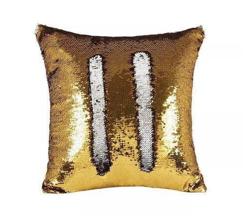 Golden Square Sequin Cushion Cover