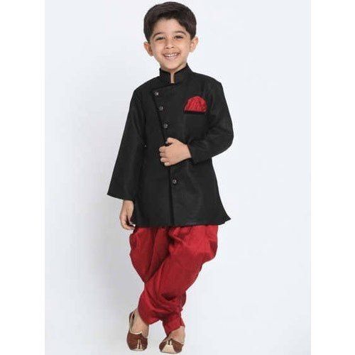 Kids Black And Red Sherwani