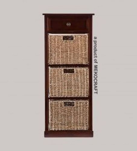 Attractive Wooden Cabinet With 3 Seagrass Drawers