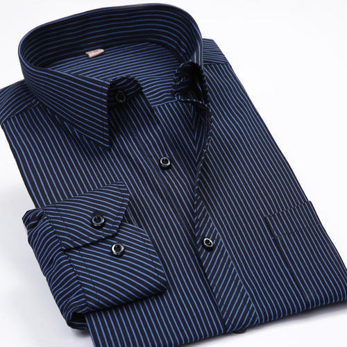 Light Blue Men Cotton Striped Shirts