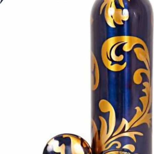 Blue Printed Design Copper Bottle