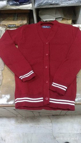 Wool Red Ladies School Dress Sweater