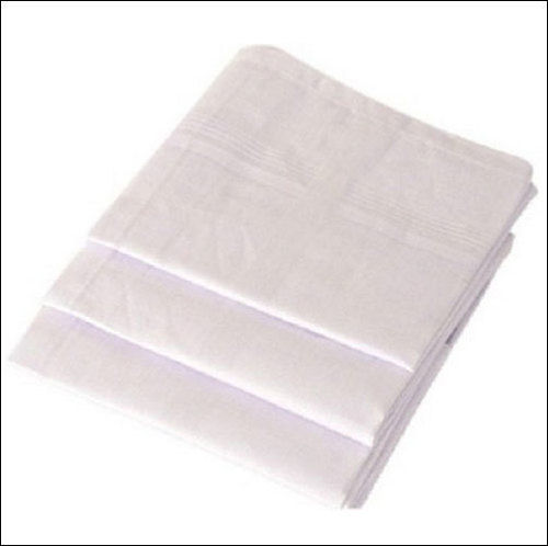 Men Plain White Regular Poly Cotton Handkerchief