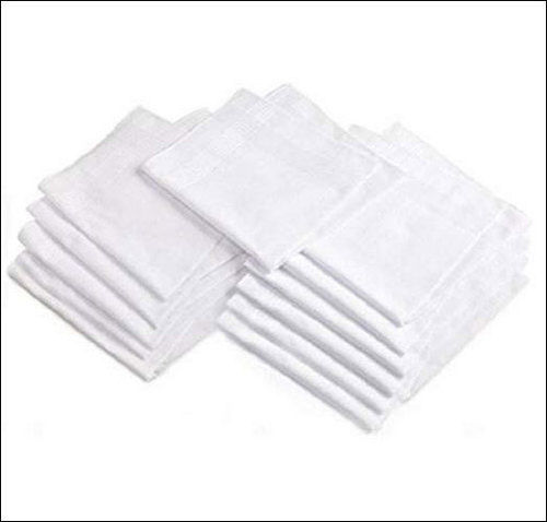 Plain White Regular Poly Cotton Handkerchief