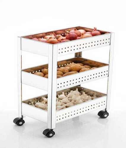 Stainless Steel Kitchen Trolleys For Vegetables Storage