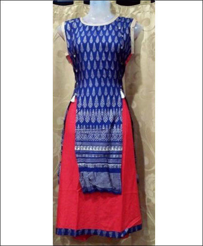 Blue Ladies Traditional Double Layer Kurti