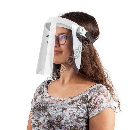 Plain Protective Face Shield - Fadeless, High Strength | Unisex, Very Good Quality, White, Metal and UPVC Material, Ideal for Beauty Parlor and Food Processing