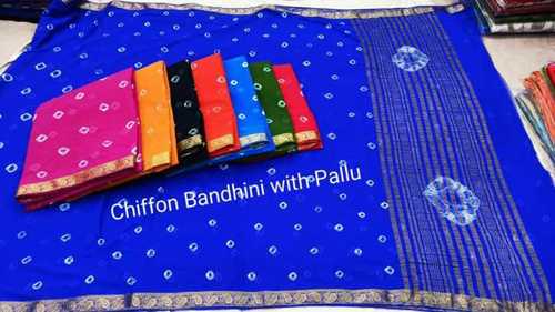 Multiple Printed Bhandhani Chiffon Saree