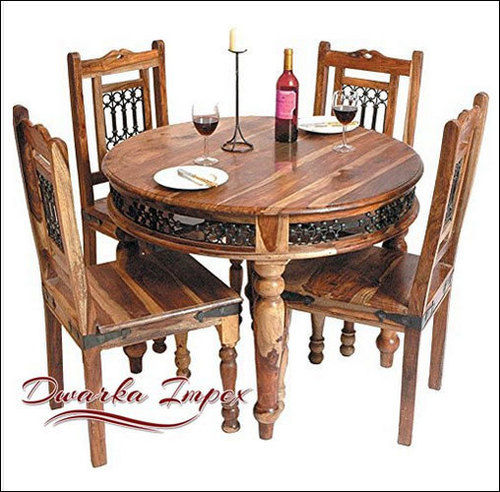 Round 4 Seater Dining Table Set