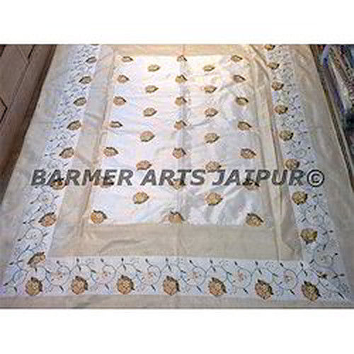 Flower Boota Silk Embroidery Bed Cover