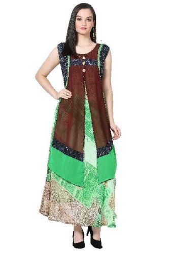 Various Colors Are Available Printed Georgette Green Kurti