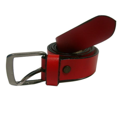 Steel Red Mens Leather Belt