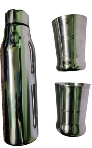 Stainless Steel Bottle and Glass Set