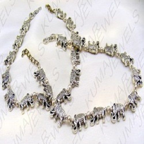 Women Silver Color Antique Anklets