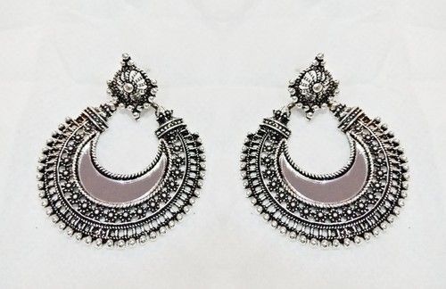 Designer Oxidised Mirror Earrings Gender: Women