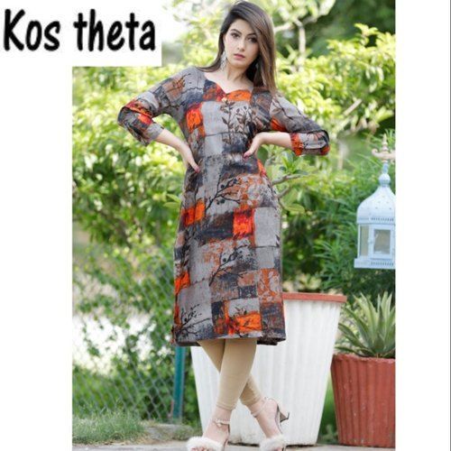 All Ladies Straight Rayon Short Kurti