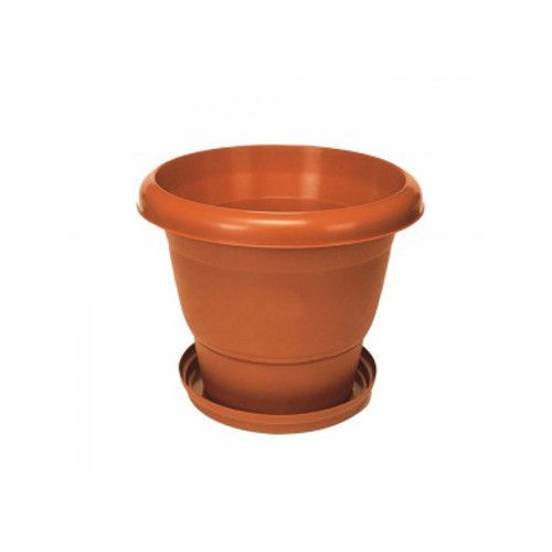 White Plastic Brown Garden Planter (18 Inch)