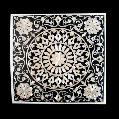 White Black Marble Overlay Tabletop