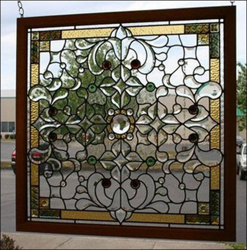 Multicolor Beveled Stained Window Glass