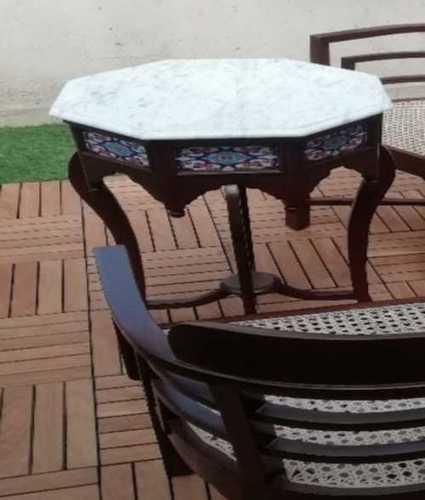 Hexagonal White Marble Coffee Table